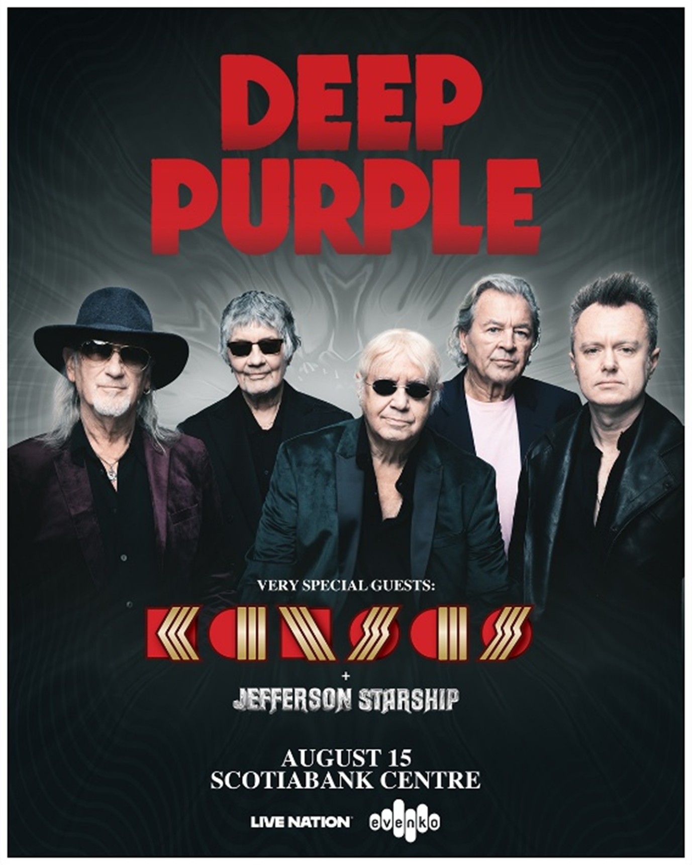 Deep Purple with special guests Kansas + Jefferson Starship August 15, 2026 Scotiabank Centre, Halifax NS